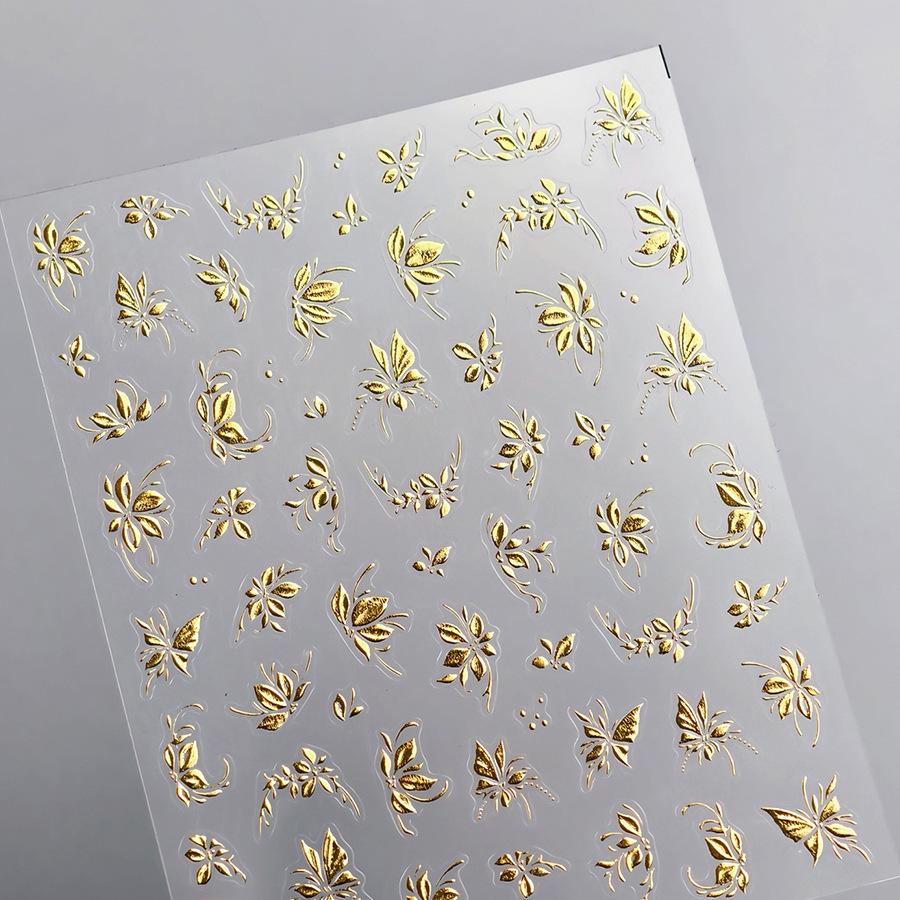 

TENSOR Gold Высококачественные самоклеящиеся наклейки для ногтей с цветами M-976 - Серия горячего тиснения