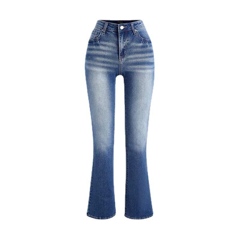 Women's Jeans Temperament Versatility Washed Slacks Denim Trousers