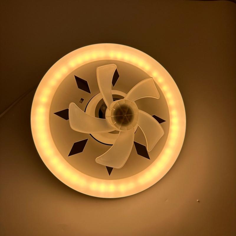 360 Grad Oszillierende Deckenventilatorleuchte mit Fernbedienung & E27 Lampenfassung 3000-6000k für Arbeitszimmer Schlafzimmer Badezimmer