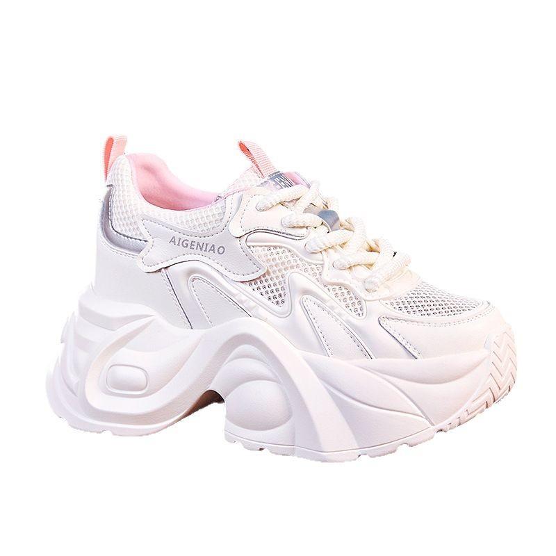 Dad Shoes Women's Summer Thin Breathable Mesh Sneakers with Thick Soles Within 8 Cm