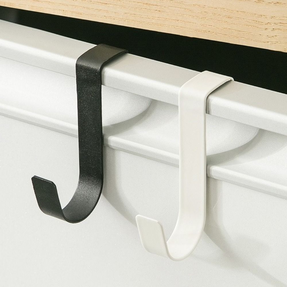 4Pcs Hole Free S-Shaped Stainless Steel Hook Multi-functional Durable Door Back Hook Simple Cabinet Door Hanging Rack for Home