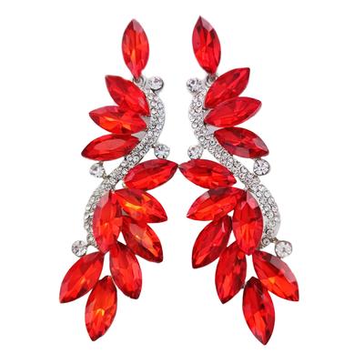[R7522] - Designer Earrings 'Sissi' Red White - 80x20 Mm