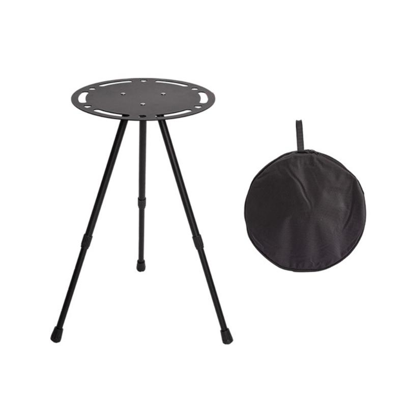 Outdoor Folding Round Table Adjustable Height Small Folding Camping Table