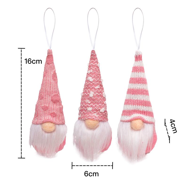3Pcs Christmas Tree Hanging Gnome Plush Gonk Santa Doll Pendants Xmas Decoration