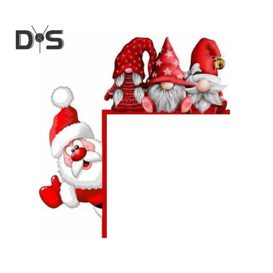 

Рождественский декор для угла двери, деревенский деревянный Санта-Клаус, лось, гном, эльф, левая и правая дверная рама, табличка, украшение на край передней двери, праздничное украшение Left