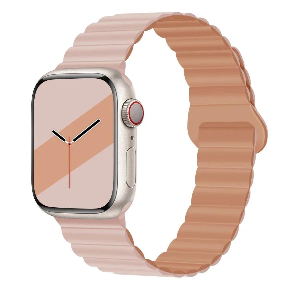 NEW Original Liquid Silicone Magnetic bands for Apple Watch Strap Ultra 2 Series 9 8 SE iwatch 42 44mm 45 49mm 38 40mm 41 Correa
