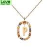 Letter Necklace Chain With Colorful Cubic Zirconia For Women Initial A -Z Alphabet Pendant Choker Trend Jewelry