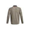 Under Armour Color Block Striped Collar Long Sleeve Polo Shirt Men tops Olive 1380786-504