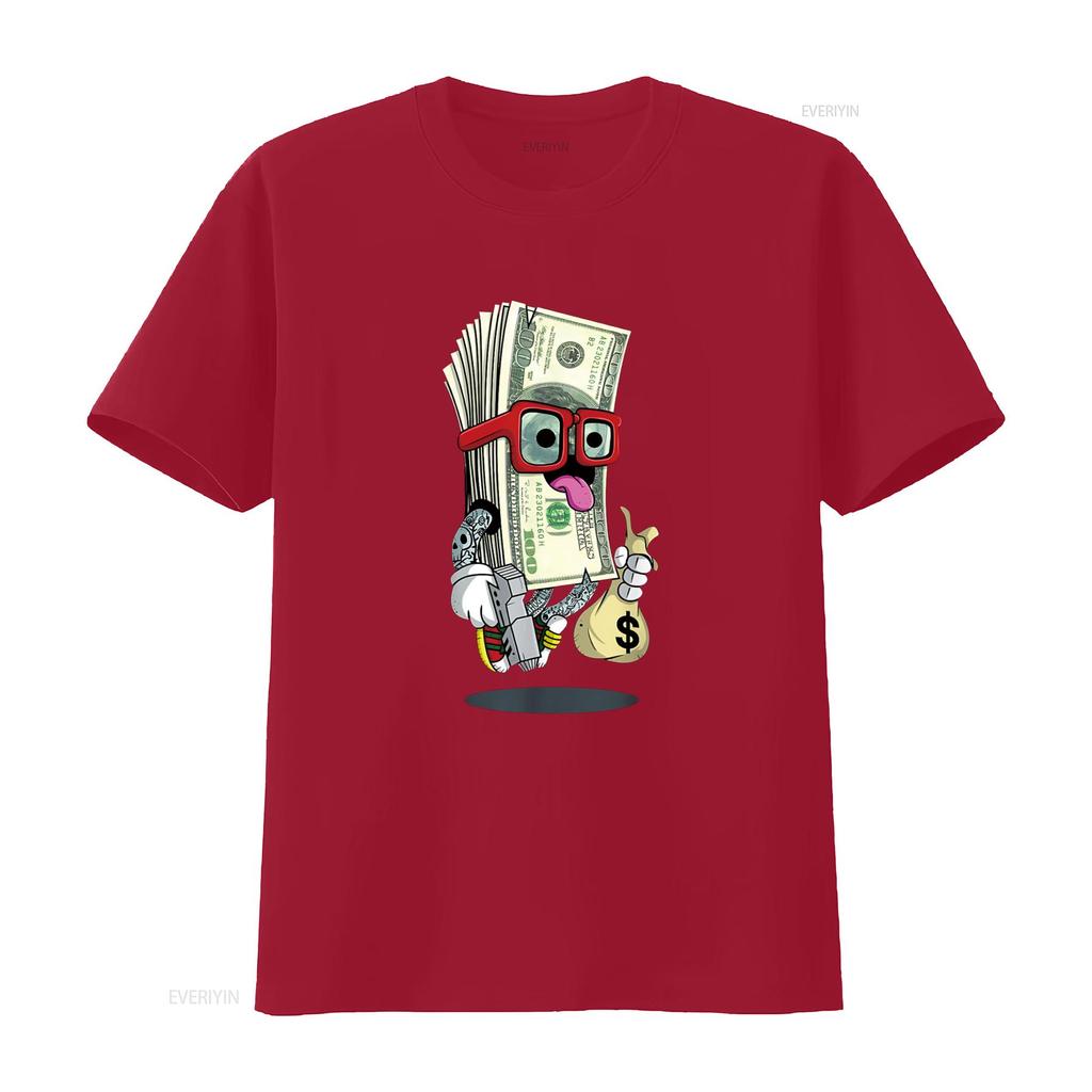 Geld Hip Hop Urban Graffiti Kunst T-Shirt vintage Gewaschen Weich Lässig Stilvoll Vielseitig grafisch Streetwear Oberteil Für Jeden Tag