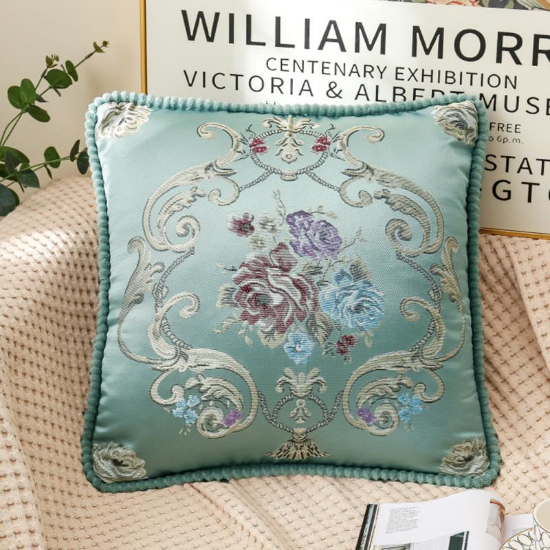 Floral Decorative Pillow Cases Embroidered Jacquard Throw Pillow Cushion Cover For Living Room Decor
