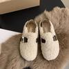 Lamb Wool Shoes Women's Outer Wear 2025 Autumn New Korean Version Retro Flat One-pedal Doudou Shoes Women's Casual Shoes