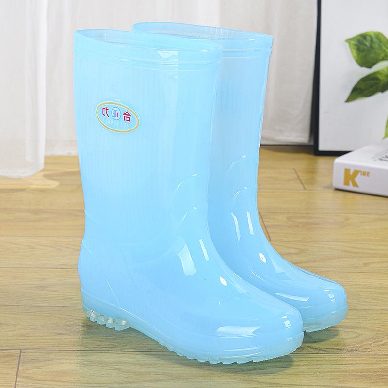 Non-slip short rubber shoes rain shoes women's summer rubber boots jelly waterproof shoes transparent medium tube plastic laundry overshoes