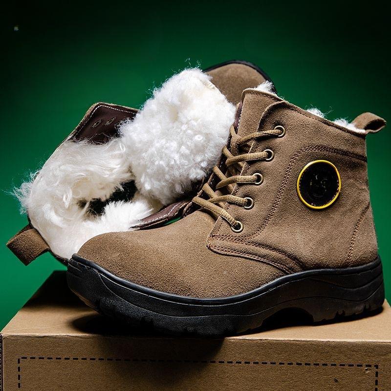 

Уличная зимняя мужская обувь на хлопковой подкладке, защитная обувь, очень толстые зимние ботинки со встроенным мехом