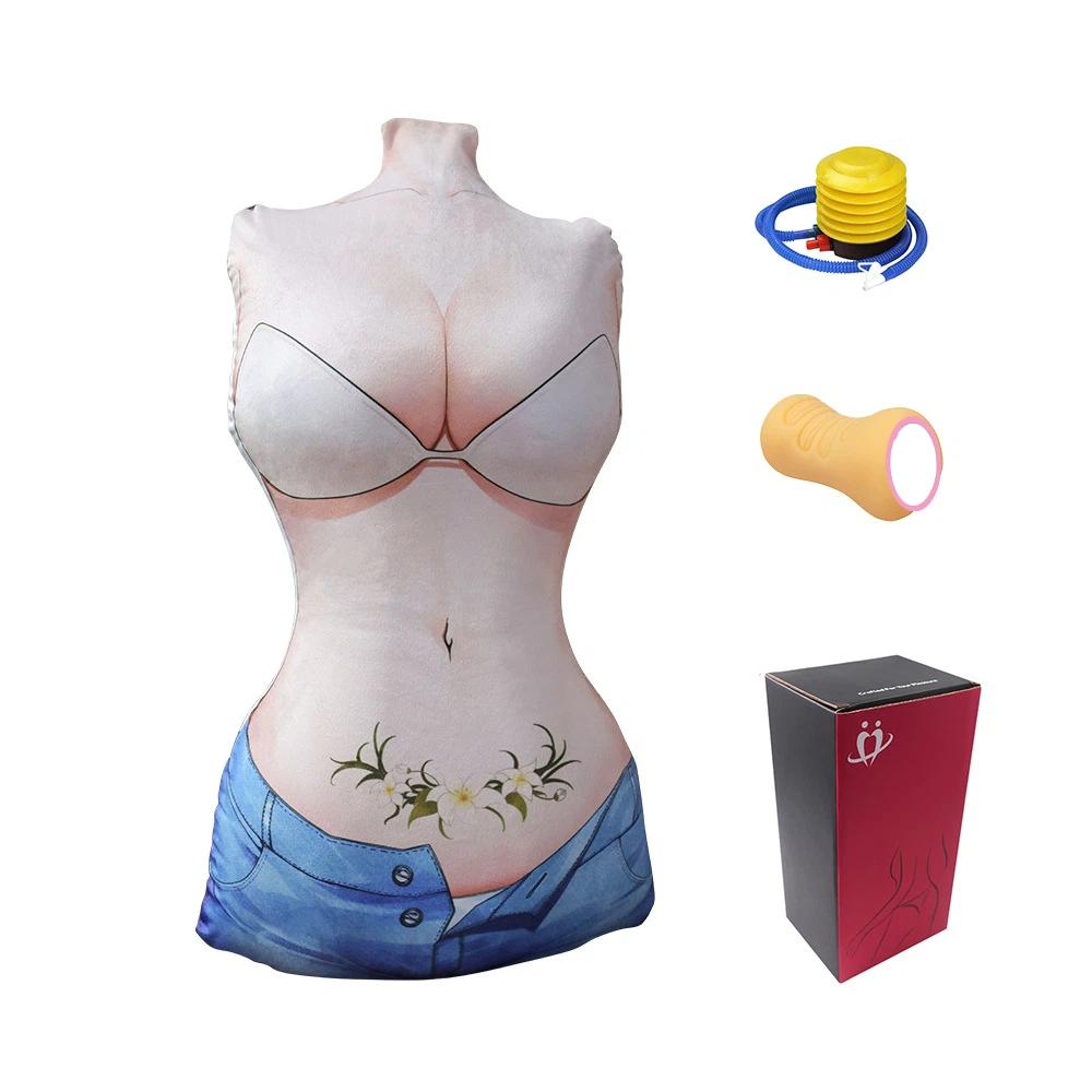 Men's Inflatable Pillow Sex Doll PVC Mold Animation Style Fun Auxiliary Props Masturbation Cup Erotic Adult Sex Toy