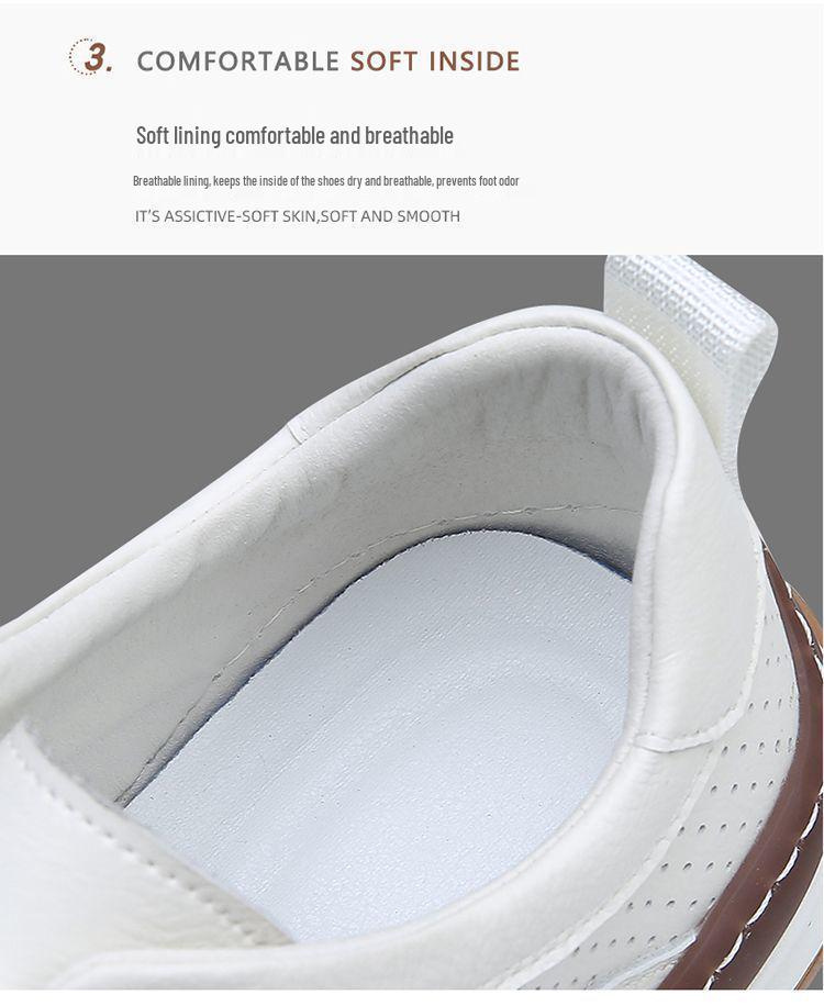 Men's Breathable Leather Crooked Toe Clown Shoes - Trendy Versatile Casual Hollowed-Out White Skate Shoes for Spring/Summer