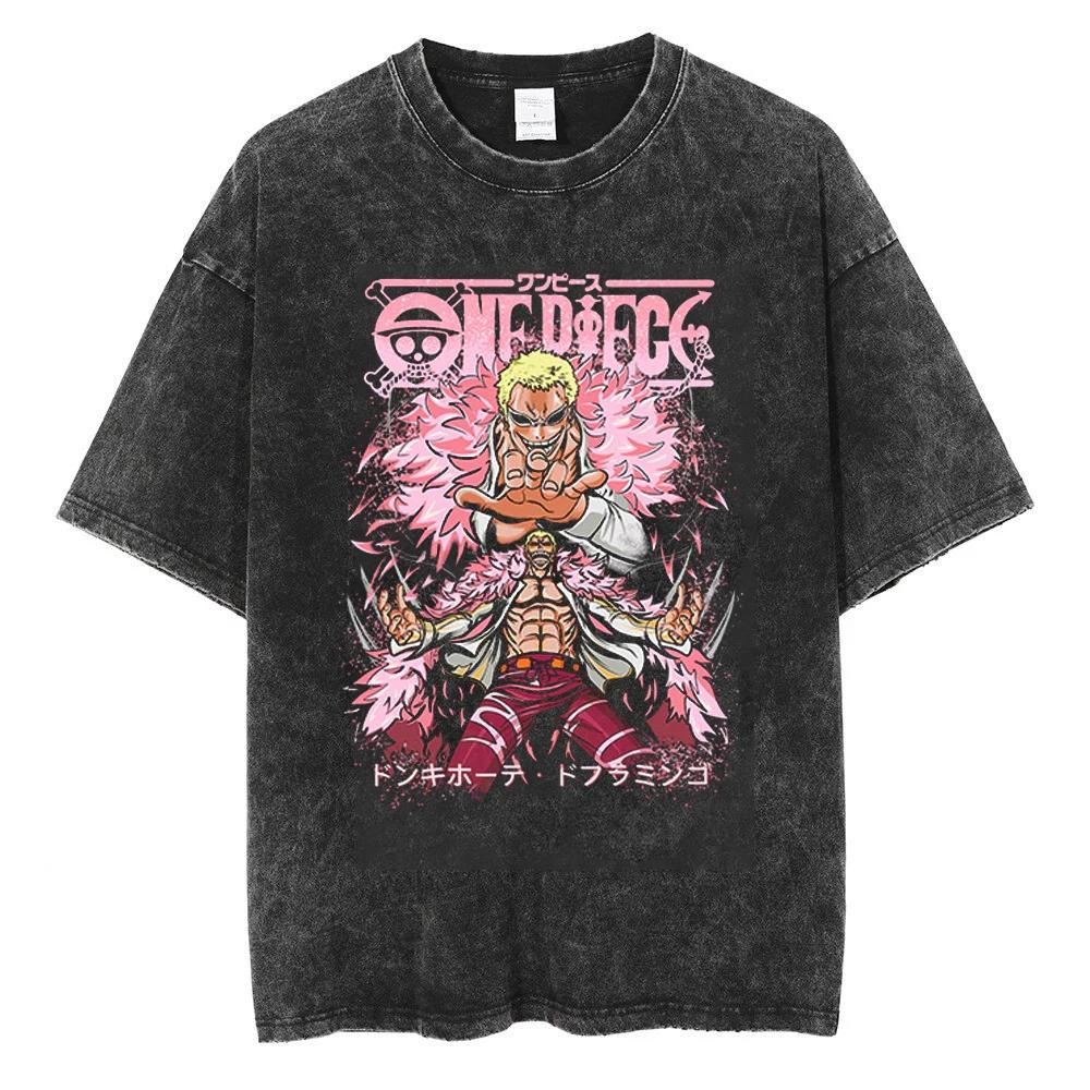 Men Hip Hop Streetwear Black TShirt Japanese Anime One Piece Vintage T Shirt Summer Harajuku Cotton Tshirt Short Sleeve Tops