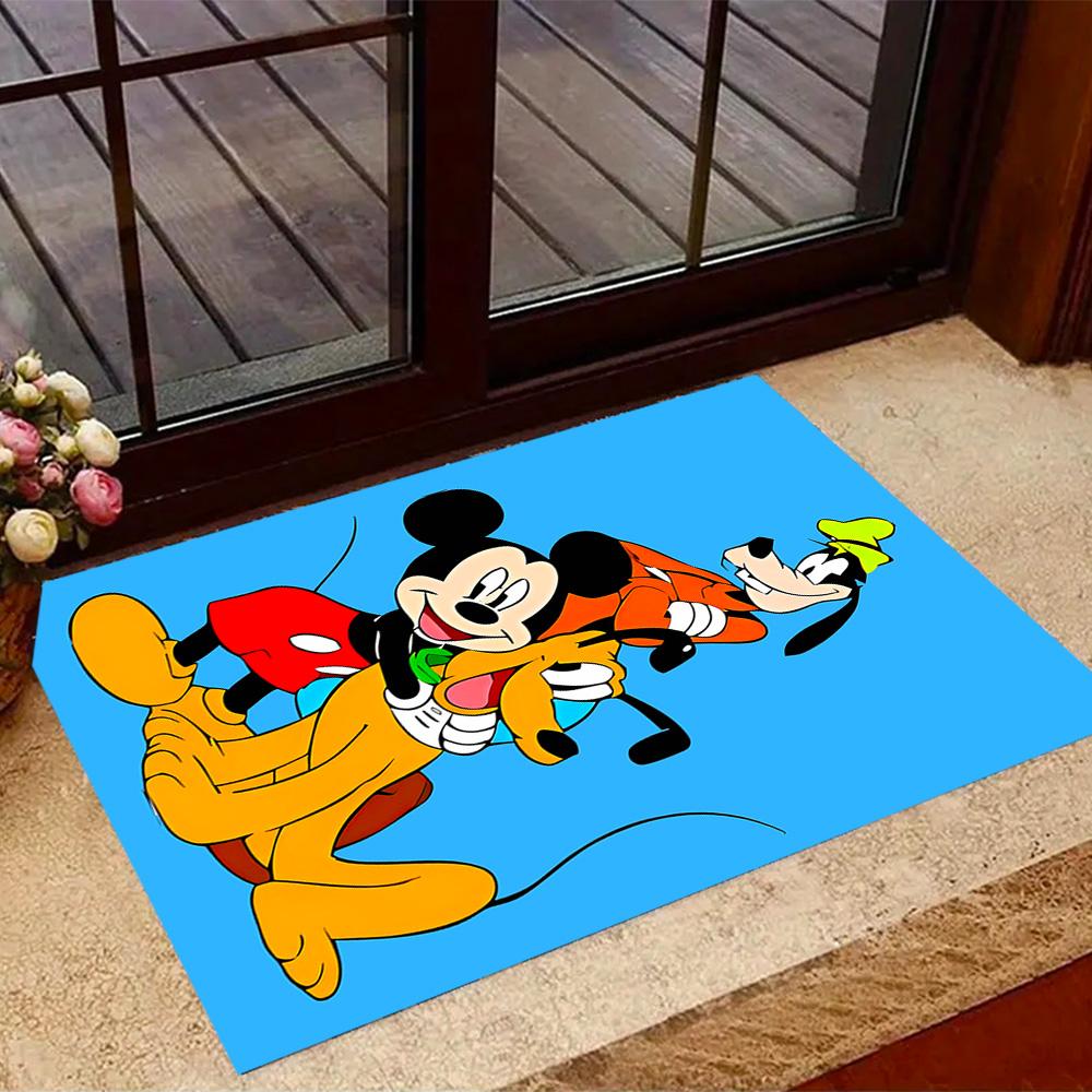 Classic Disney Characters Disney Cartoon Theme Anti-Slip Rug - Polyester, Home Decor, Suitable for Bedrooms, Living Rooms, Doorways, and Studios