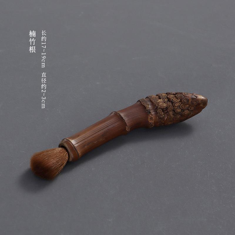 

1 шт. Ручная работа, карбонизированная ручка для чайника из корня бамбука, не линяет, щетка для чайника, аксессуары для чайной церемонии, поднос для подметания