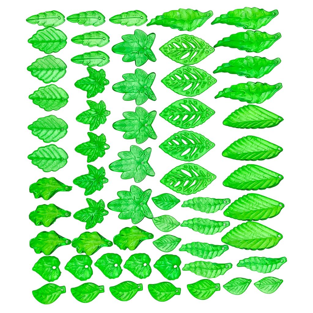 40/50/60 Buc. Farmece Delicate Acrilice Verzi Transparente în Formă de Frunză cu Găuri, Stiluri Variate pentru Accesorii DIY de Artizanat Bijuterii