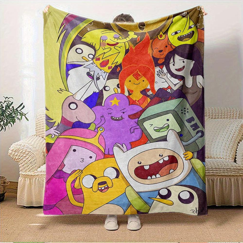 1pc Flannel Throw Blanket, Adventure Time,Cartoon Characters,FriendshipPattern Printed Blanket, Warm Cozy Soft Blanket For Couch Bed Sofa Ca