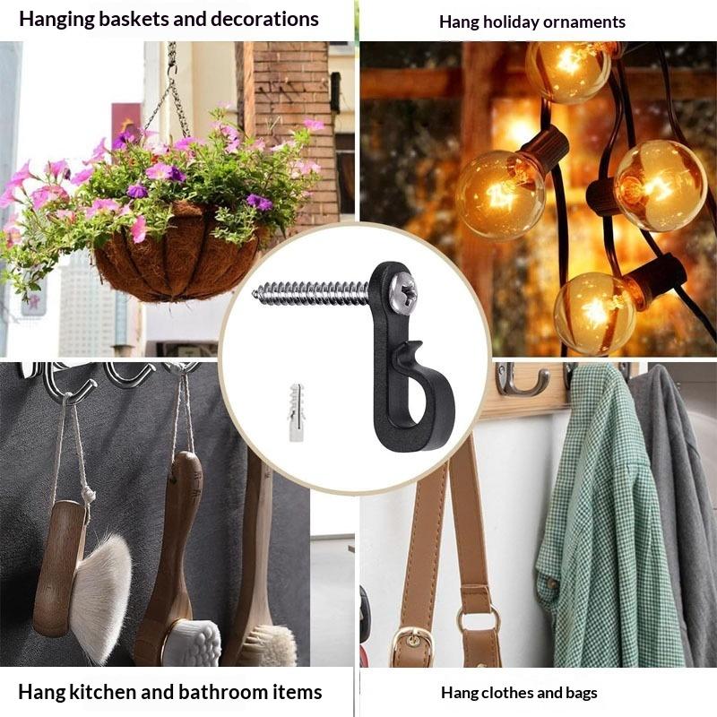 10Pcs Plastic Lights Hook With Screw New String Light Hangers Garage Hooks For Indoor Outdoor Holiday Lights Accessories