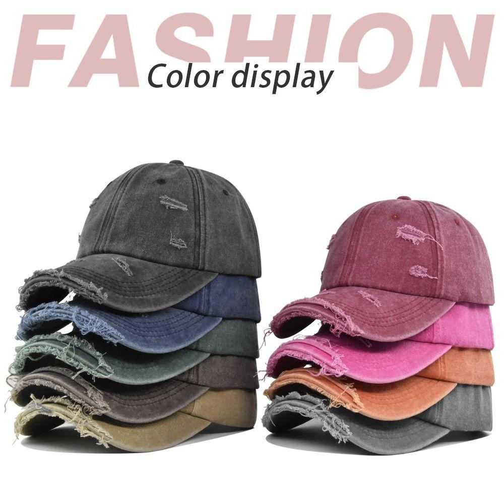 Casquettes de baseball usées Trou cassé Chapeaux de protection solaire Casquette à visière tendance Homme Femme Sports de plein air