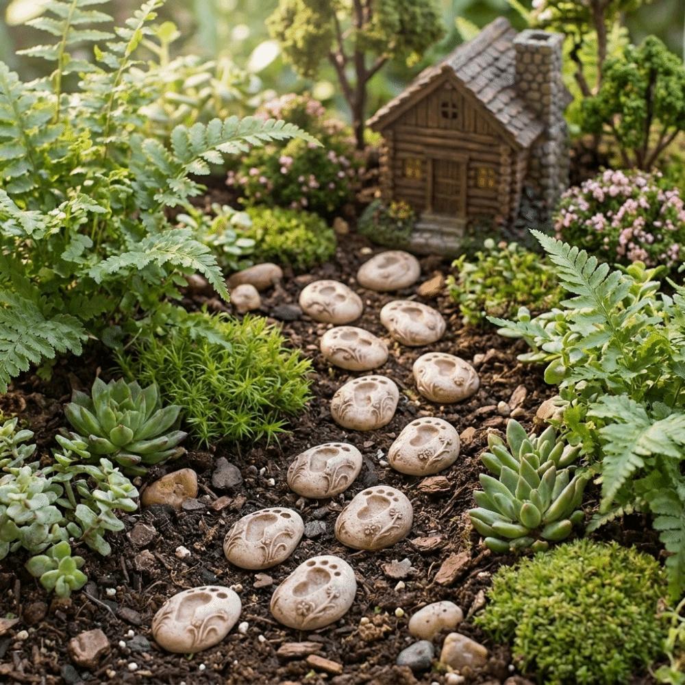 20PCS Small Footprint Paving Stones Resin Potted Footprint Ornament Pathway