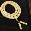White Beeswax Prayer Beads with 108 Beads: Buddhist Bracelet & Necklace In Honey Amber.