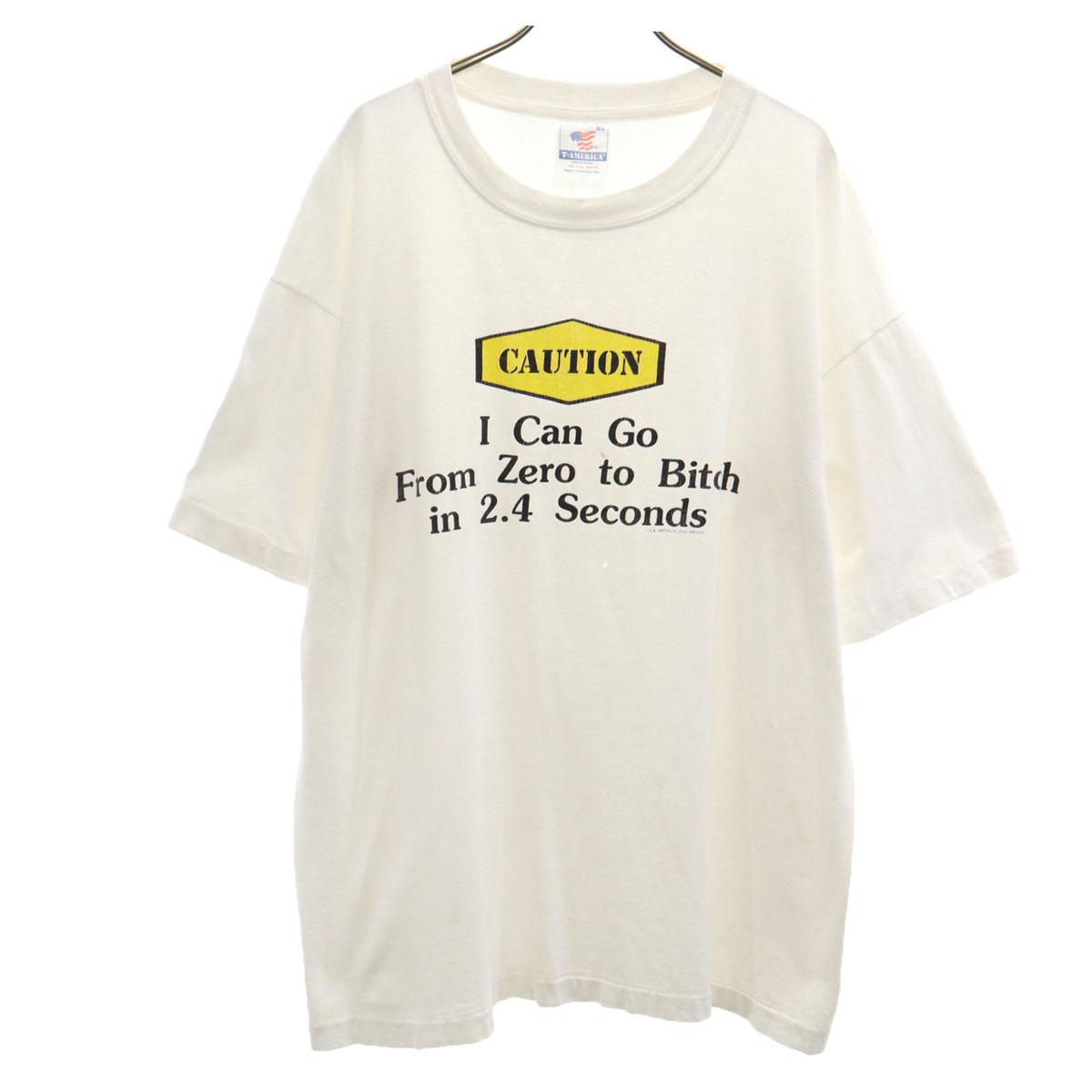 

T-AMERICA 90-е Футболка с коротким рукавом с принтом старого сообщения XL Одинарный шов Мужская Б/У