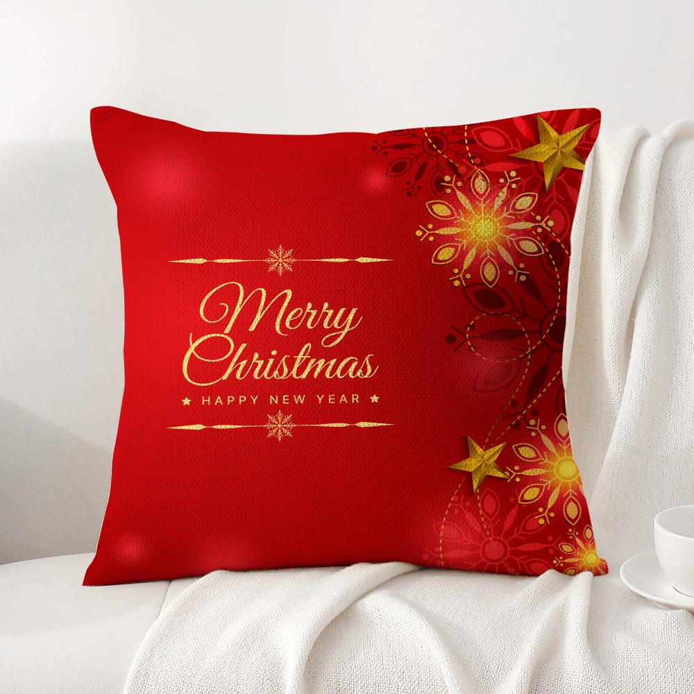 Christmas world Cushion Cover Natural Linen Organic Fabric DoubleSided Printing Sofa Home Decor Breathable Bed Pillow