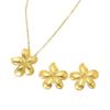 2Pcs/Set Exquisite Flower Pendant Necklaces Earrings for Women Bohe Gold Color Matte Petal Necklace Earrings Jewelry Accessories