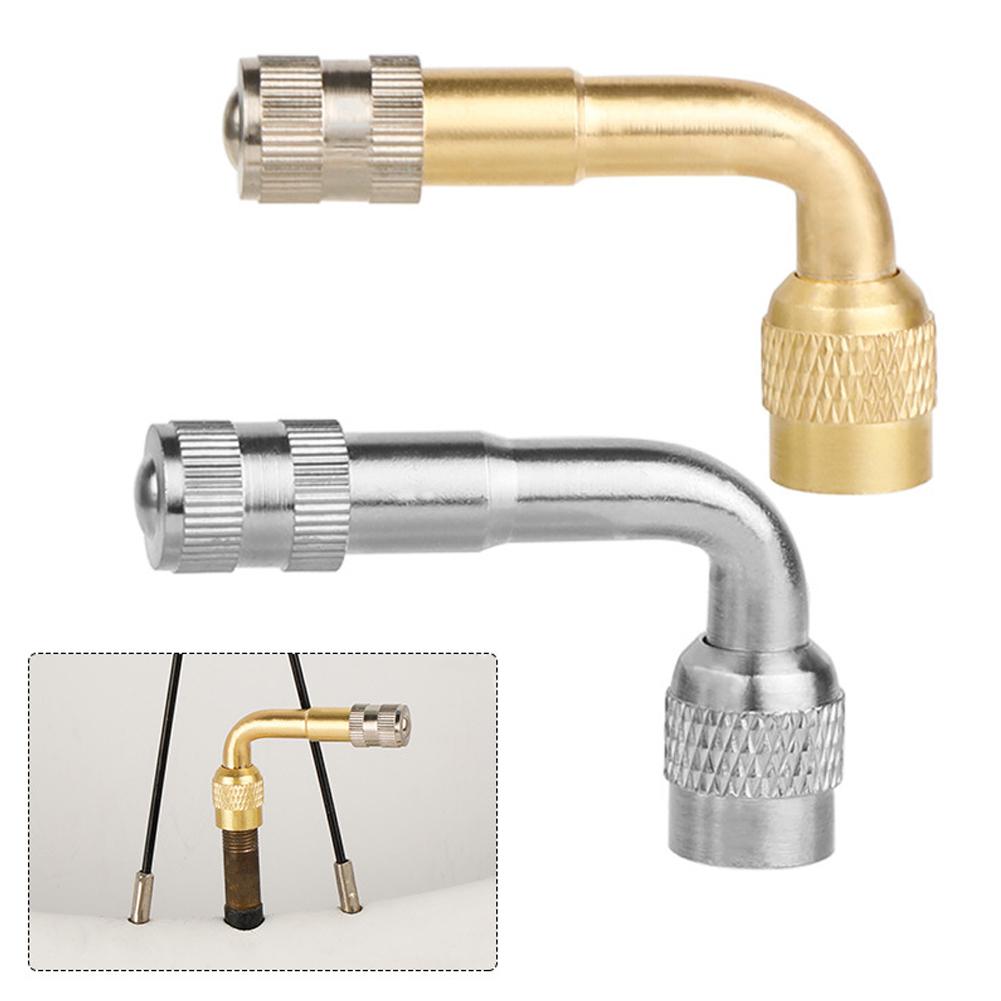 90 Degree Angle Brass Motorcycle Bent Valve Adaptor Tyre Tube Valve Extension Adapter for Car Truck Motorcycle Cycling Accessories