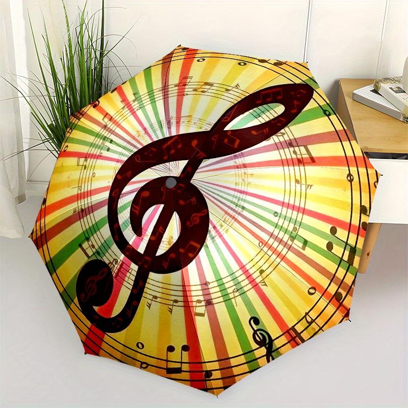 

Music Notes themed, Eight ribbed, Self folding Umbrella Is Suitable for Everyday Outdoor Use and Is An Ideal Gift for Friends and Family, As