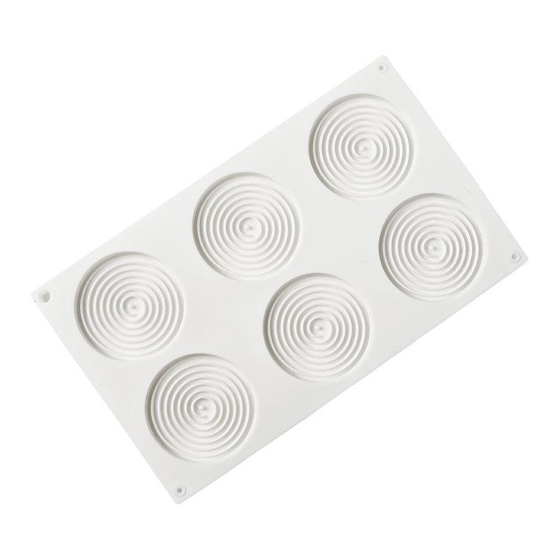 Silicone Baking Pan For Pastry 6 Holes 3D Spiral Shape Mousse Cake Mold Round Chocolate Mould Bakery Accessories