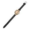 Women Leather Strap Watch Elegant Dainty Classic Vintage Retro Ladies Quartz Watch Gift Present Black