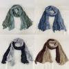 Retro Ethnischer Stil Warmer Kälteschutz Schal Damen Geknitterter Seidenschal Langer Faltenverlauf Farbverlauf Schal Mode Kopftuch Geschenke