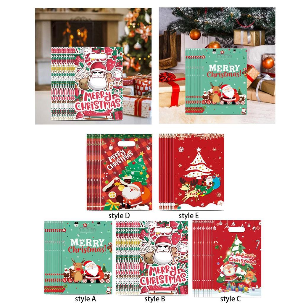 10Pcs Christmas Gift Bag Treat Bag Pouch Handbag for Gifts Wrapping Tote Bag