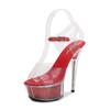 34-43 Size Sexy Super High Heels 15CM Thin Heel Waterproof Table Sandals Transparent Crystal Shoes Wedding Shoes
