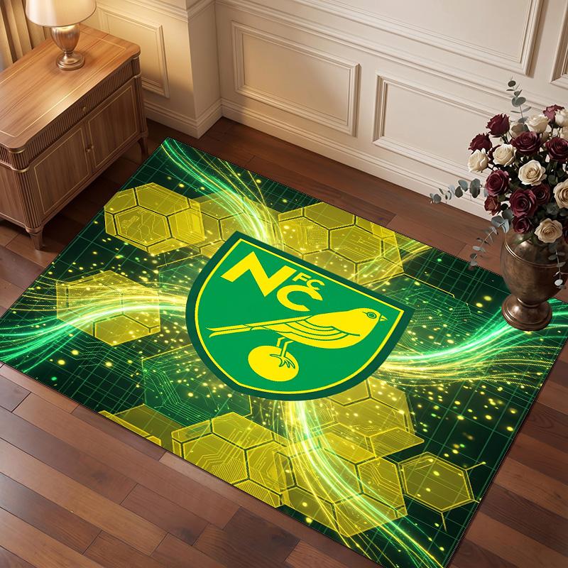 Norwich City Football Print Crystal Velvet Rug, Comfortable Water Absorbent Non Slip Indoor Floor Carpet