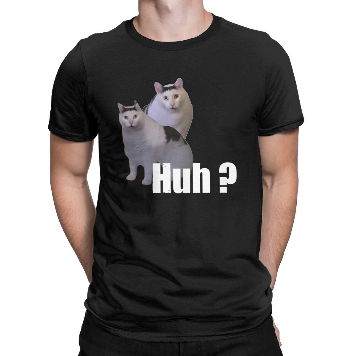 

Винтажная забавная футболка Huh Cat Meme, мужская футболка с круглым воротником из 100% хлопка, Y2k Ins Harajuku, футболка с короткими рукавами, новое поступление, топы XS чёрный