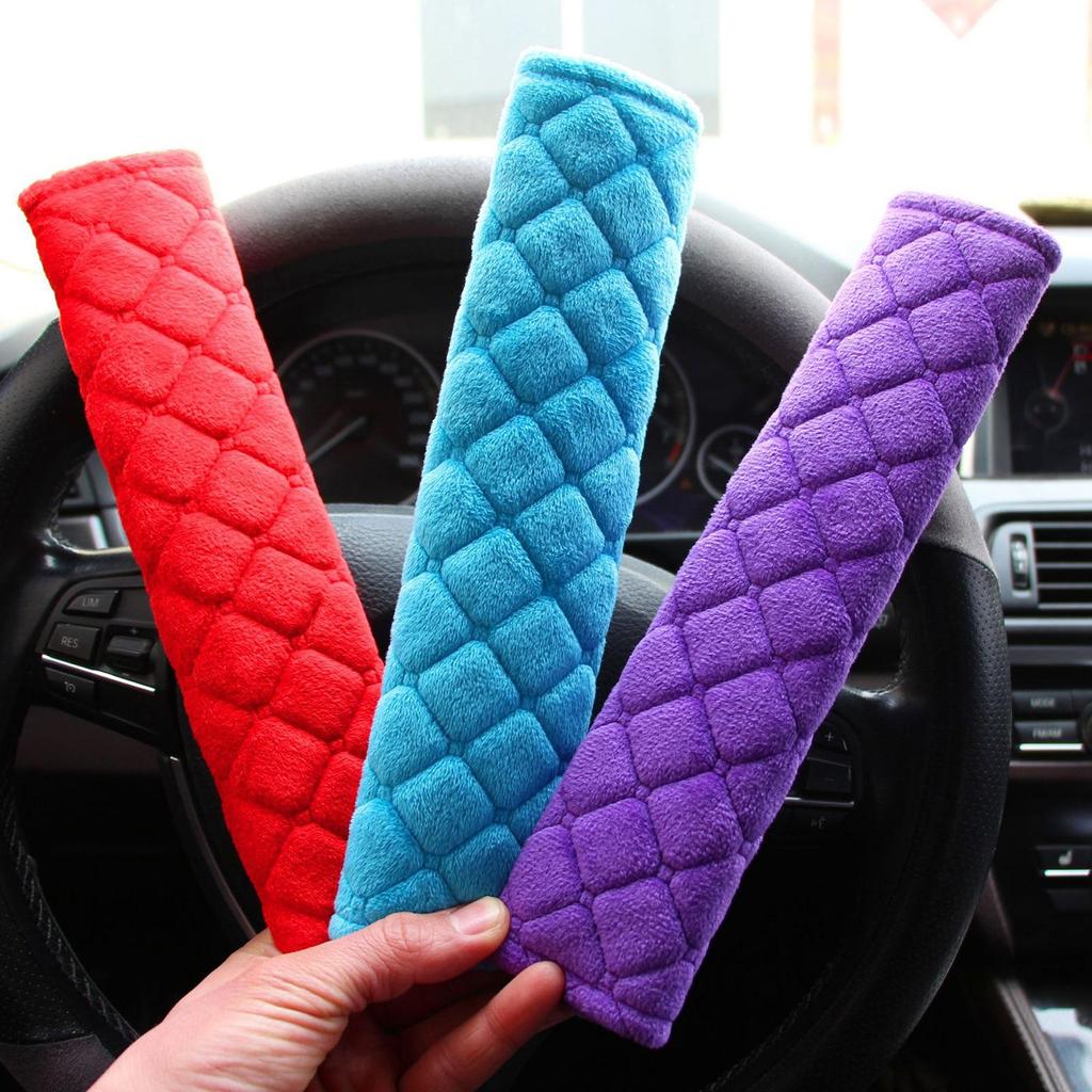 NEW Soft Plush Embossed Car Seat Belt Shoulder Cover Decompression Comfort Car Accessories Safety Belt Protective Cover