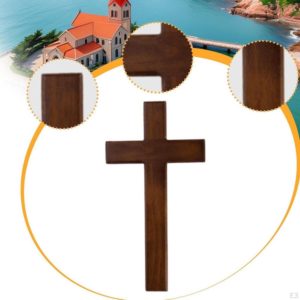 Artistic Wooden Cross Featuring Christian Jesus Design, Spiritual Piece Catholic Crucifix for Living