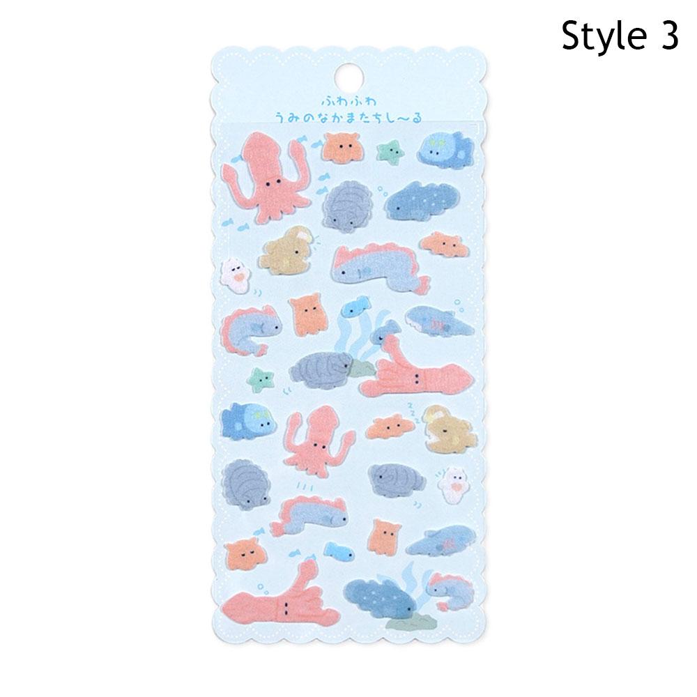 Cartoon Animal Felt Cloth Kawaii Decor Stickers Scrapbooking DIY Journaling Cute Stationery Sticker Marine Animal Decor Stickers