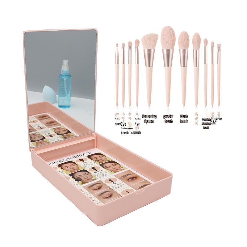 11-Piece Pink Makeup Brush Set: Eyeshadow, Contour, and Powder Brushes