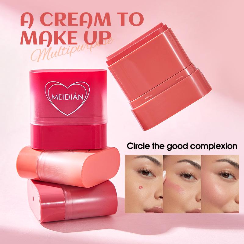 Meidian 6-Color Blush & Highlighter Stick: Long-lasting, Natural Nude Makeup.