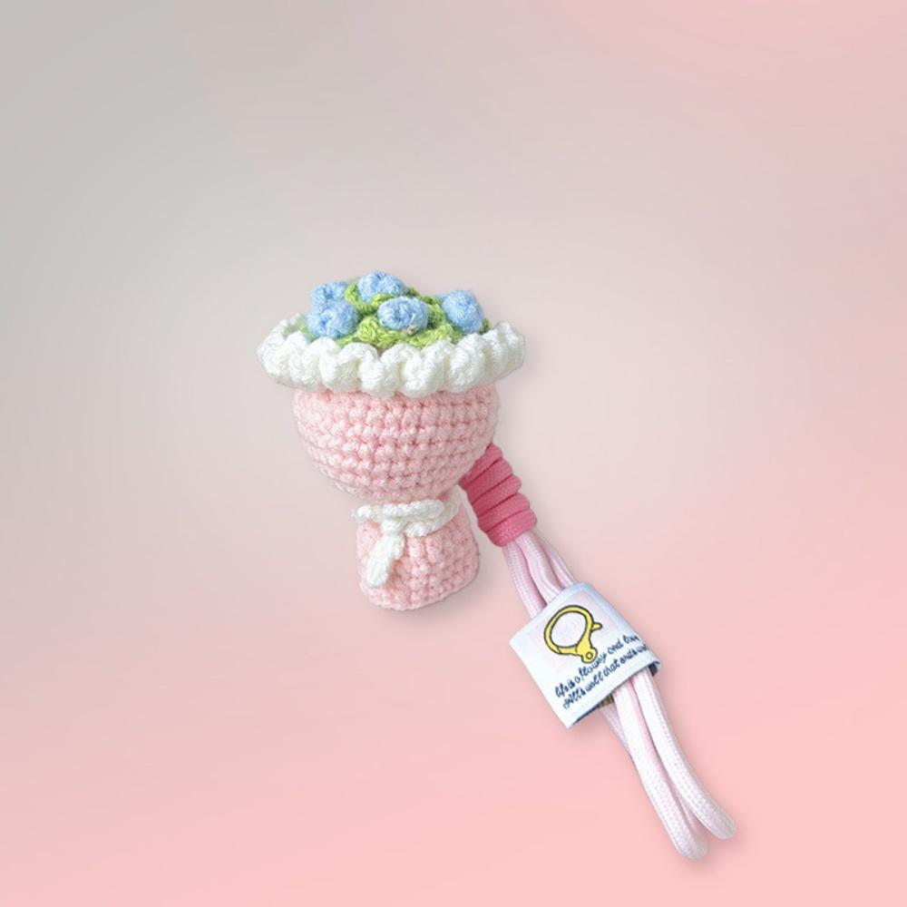 Valentine'S Day Keychain Elegant Hand-Knitted Flower Keychain Rose Bouquet Pendant Charming Mini Flower Ornament For Bag Hanging