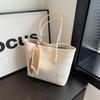 Large Capacity Women's Bag 2026 New Fashion Texture Single Shoulder Solid Color Women's Bag Simple Tote Bag Commuter Big Bag Free Silk