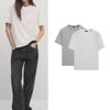 MD Spring New Arrival Women's Gray Basic Minimalist Loose Plaid Cotton Boyfriend Round Neck T-shirt 6218503