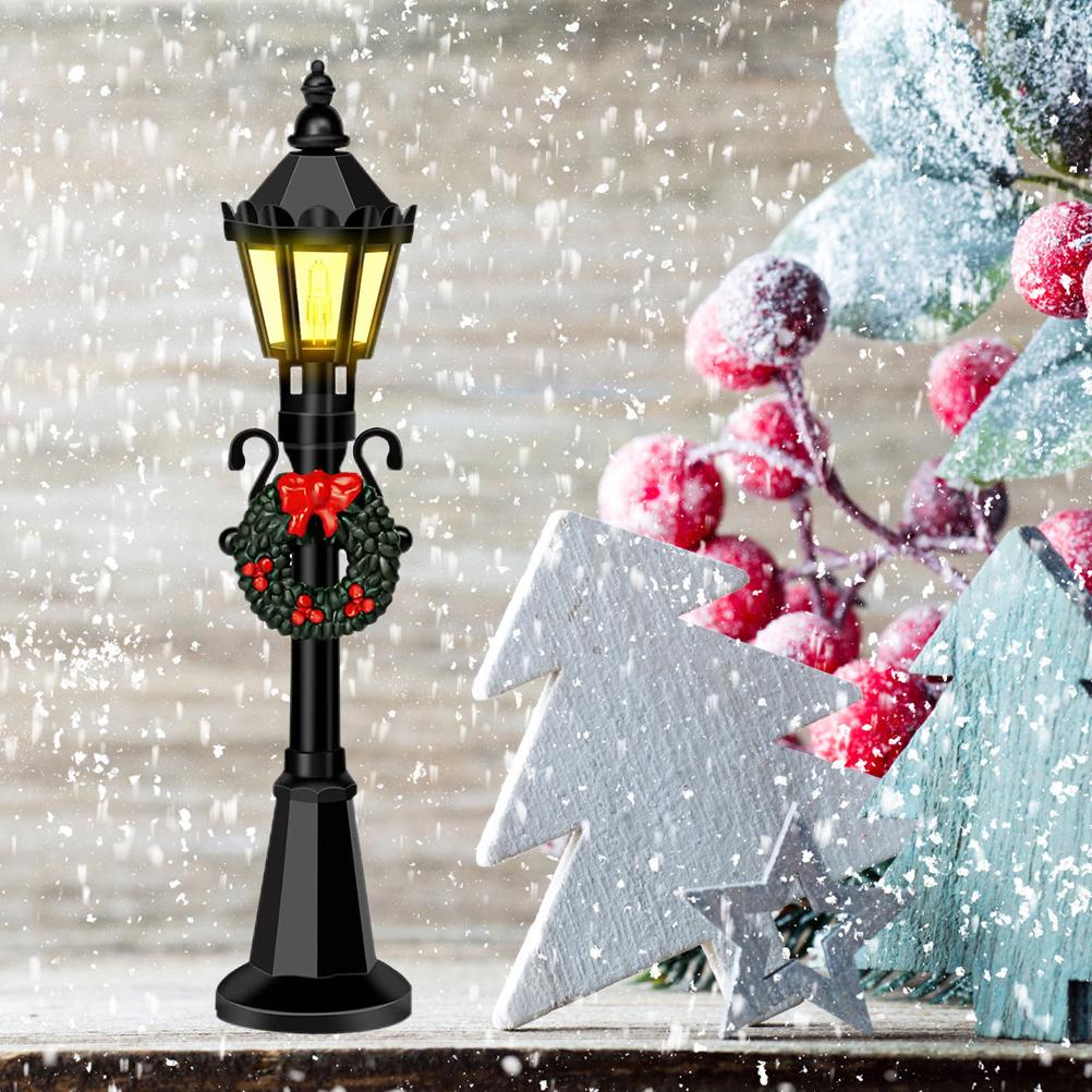 4 ks Vánoční mini modely pouličních lamp Domeček pro panenky Pouliční lampa Miniaturní vesnice Cestička Lucerna