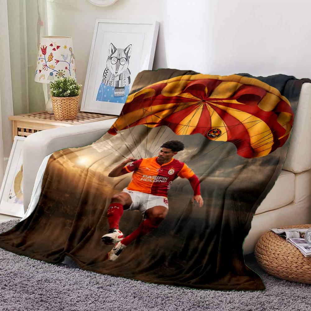 Parachute Football Player Creative Print Flannel Throw Blanket, Soft Warm Cozy Bed Sofa Cover for Sports Fan Home Decor